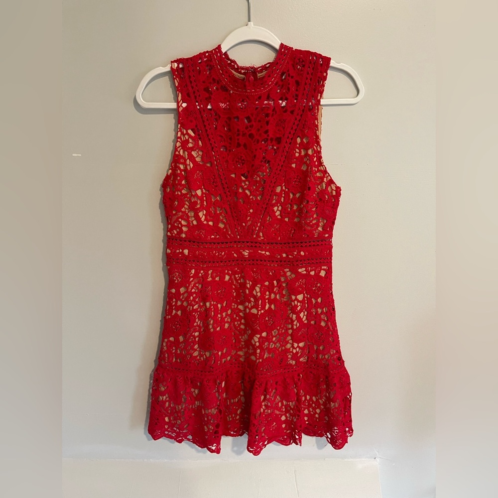 Red Floral Lace Dress